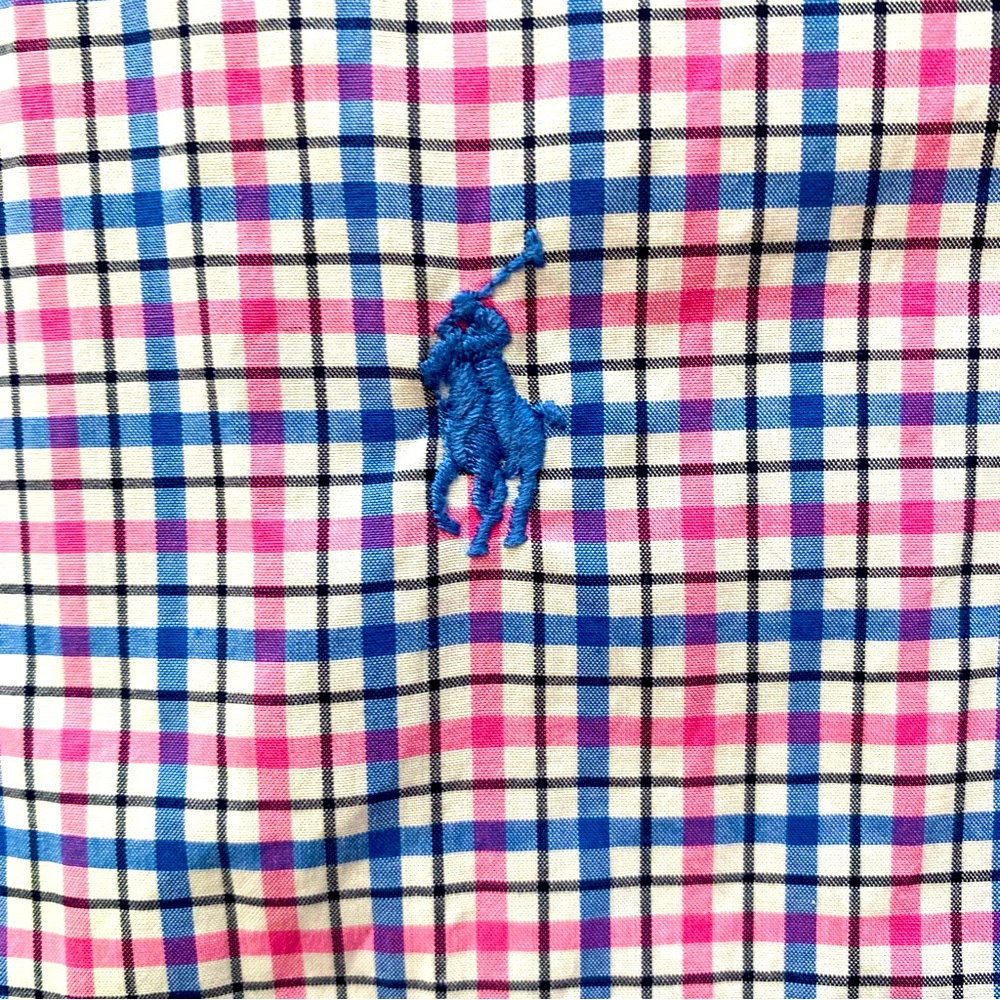 Polo Ralph Lauren Men's Size Large Blue Pink Plaid Button Down Long Sleeve Shirt - Picture 7 of 7
